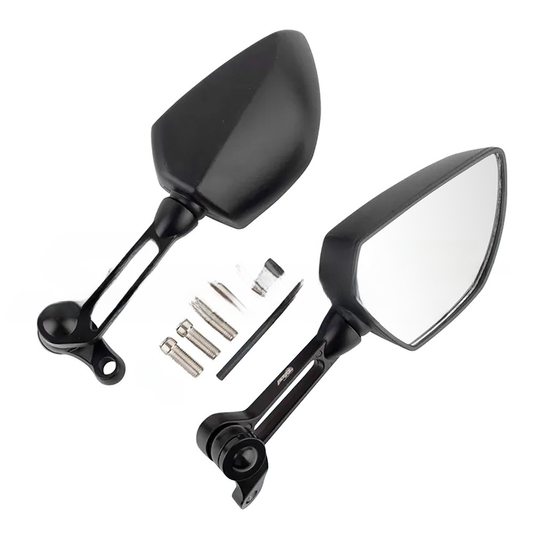 Large Motorcycle Rearview Mirrors - White Glass
