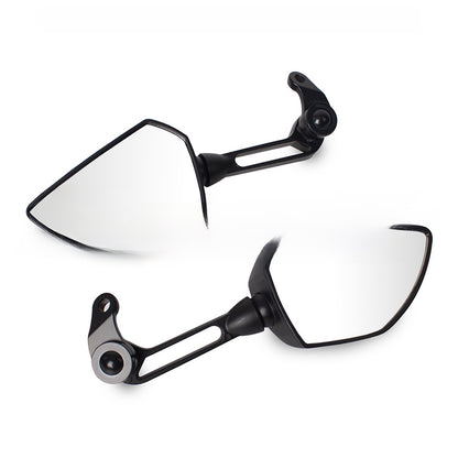 Large Motorcycle Rearview Mirrors - White Glass
