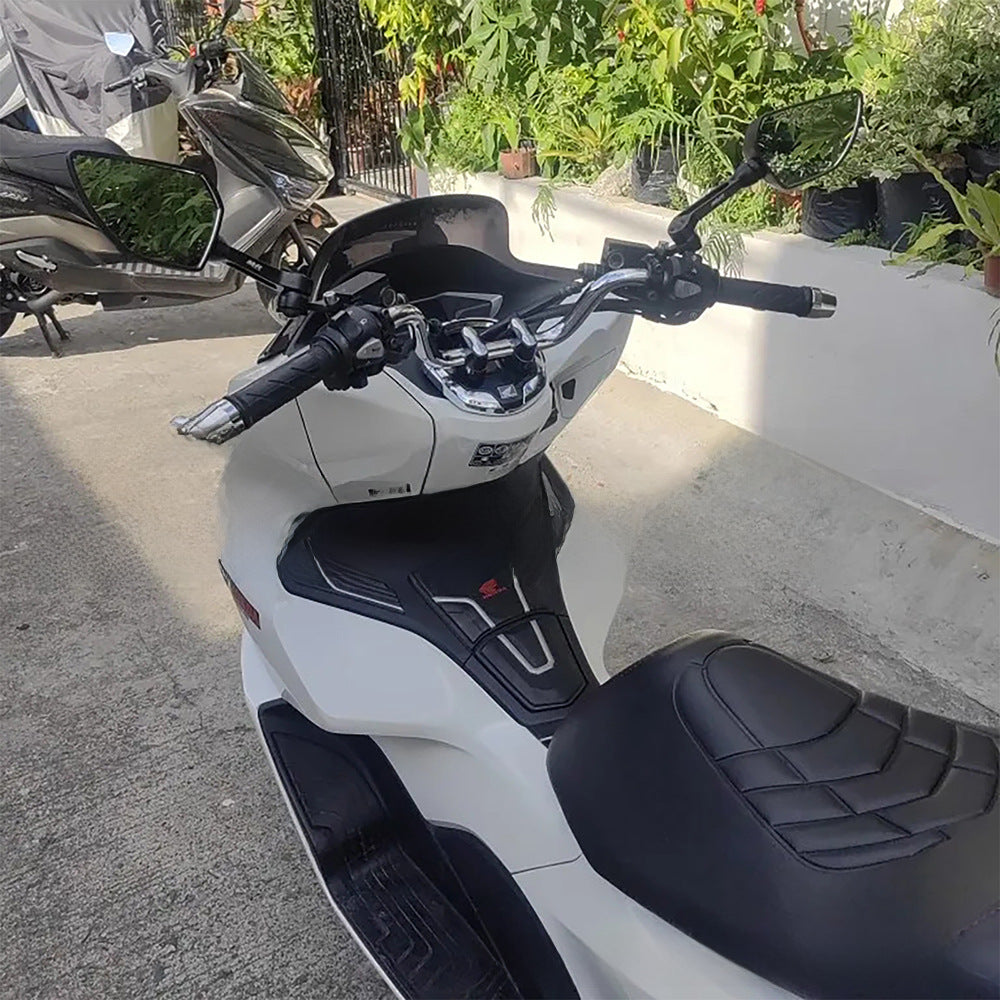 Large Motorcycle Rearview Mirrors - White Glass